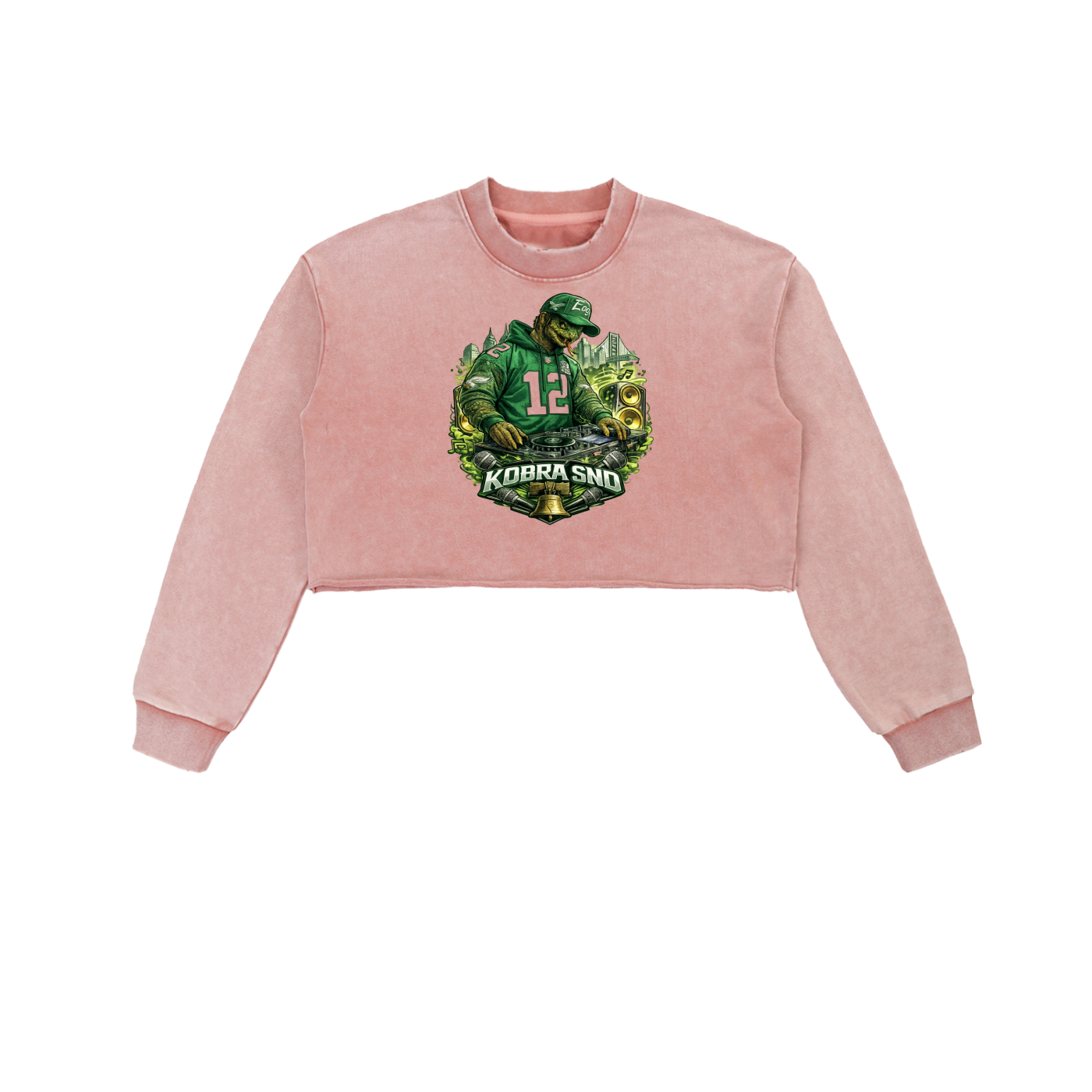 Snow Washed Raw Edge Cropped Sweatshirt