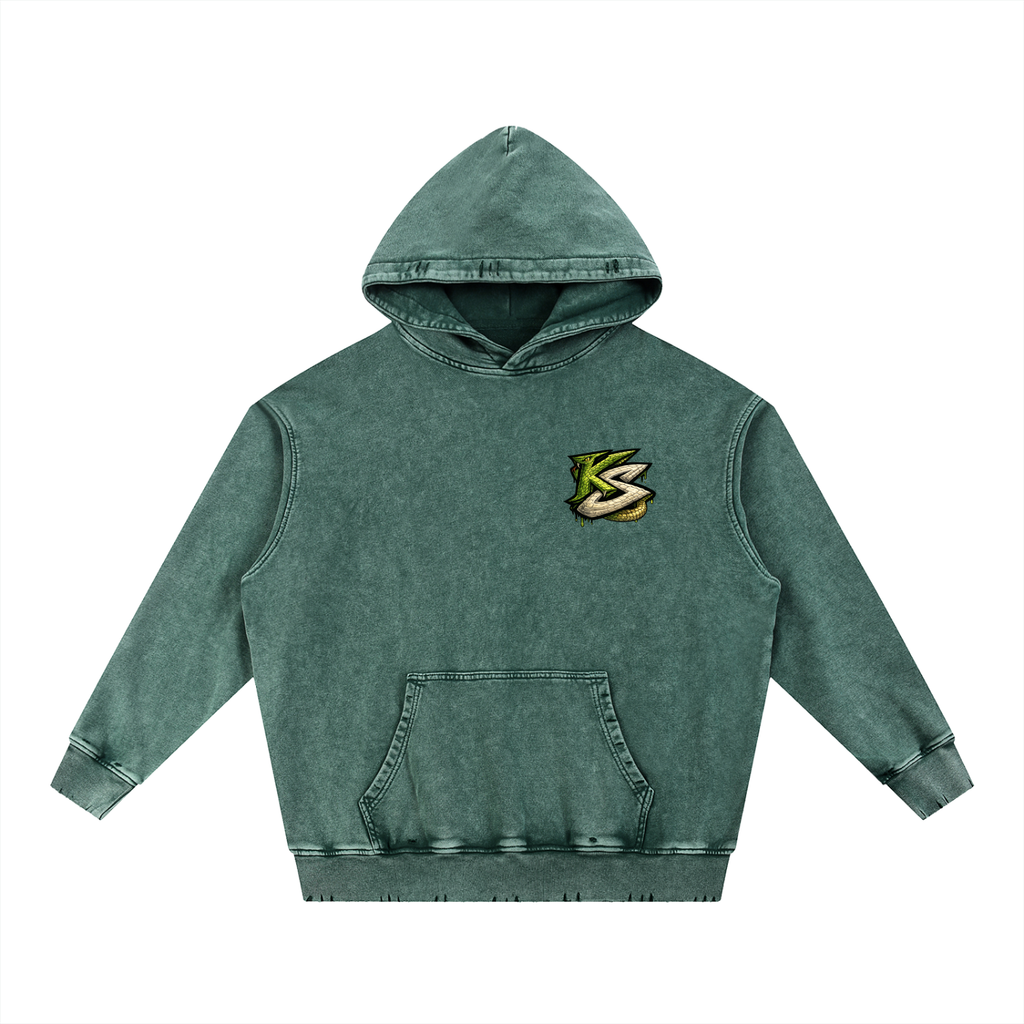 Snow Wash Hand-Frayed Heavyweight  Hoodie