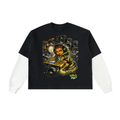 Layered Contrast Sleeve Cotton T-Shirt