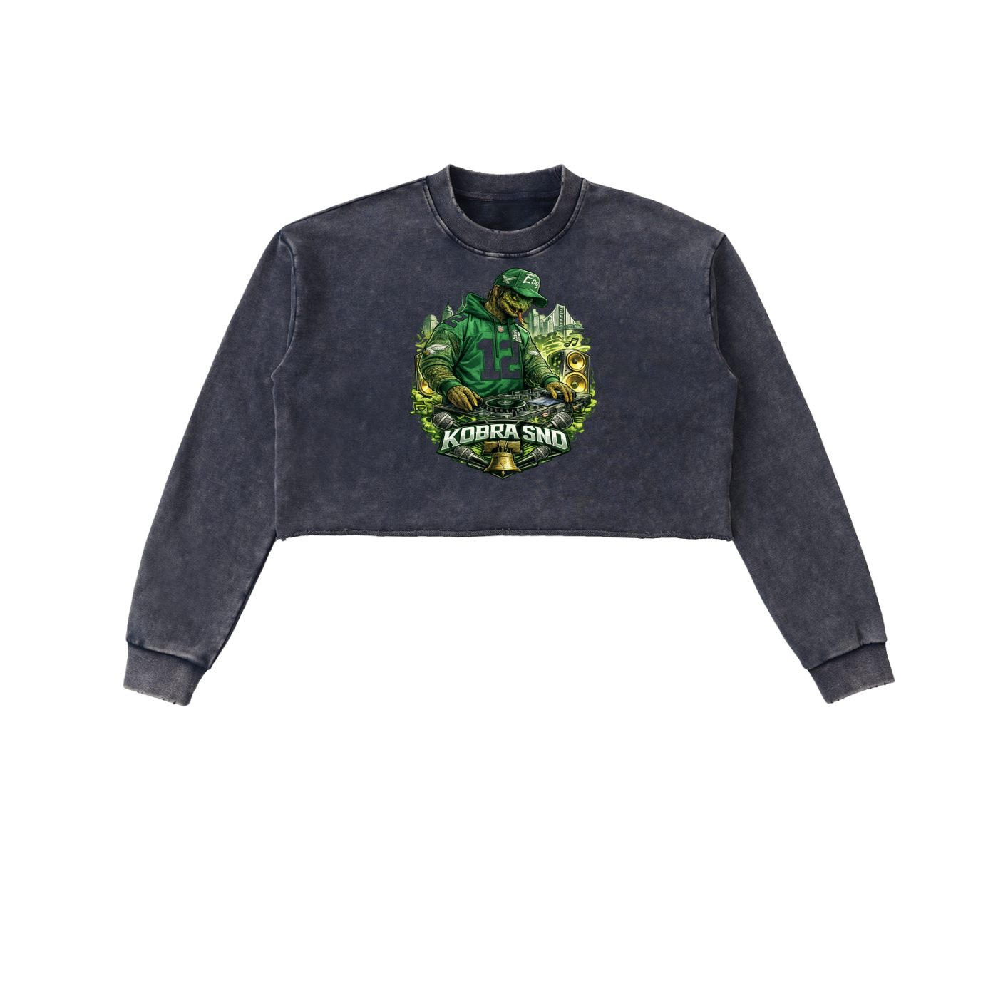 Snow Washed Raw Edge Cropped Sweatshirt