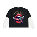 Layered Contrast Sleeve Cotton T-Shirt