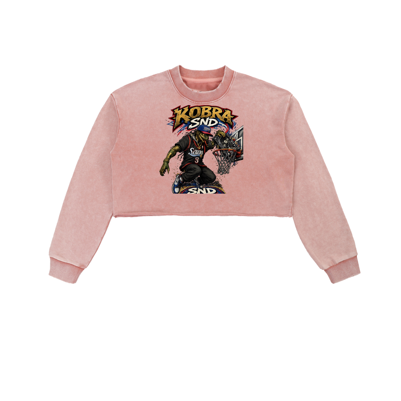 Snow Washed Raw Edge Cropped Sweatshirt