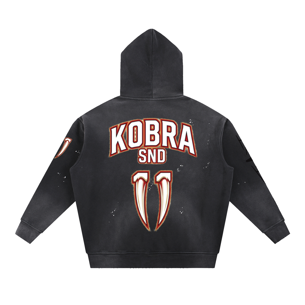 Vintage Washed Frayed Fleece Hoodie