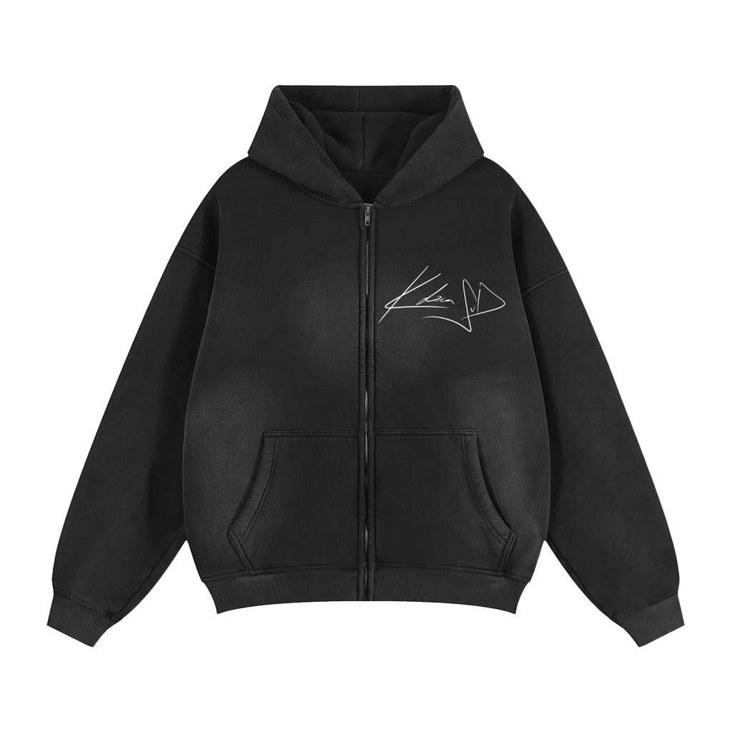 Sunfade Two-way Zipper Boxy Fleece Hoodie