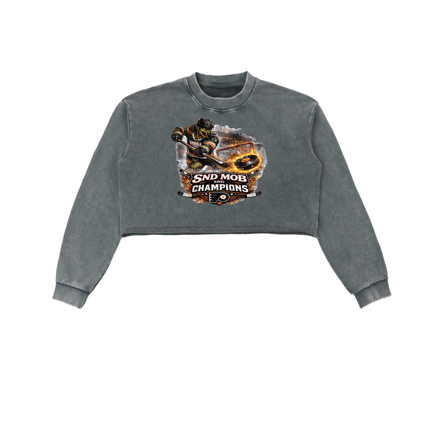 Snow Washed Raw Edge Cropped Sweatshirt