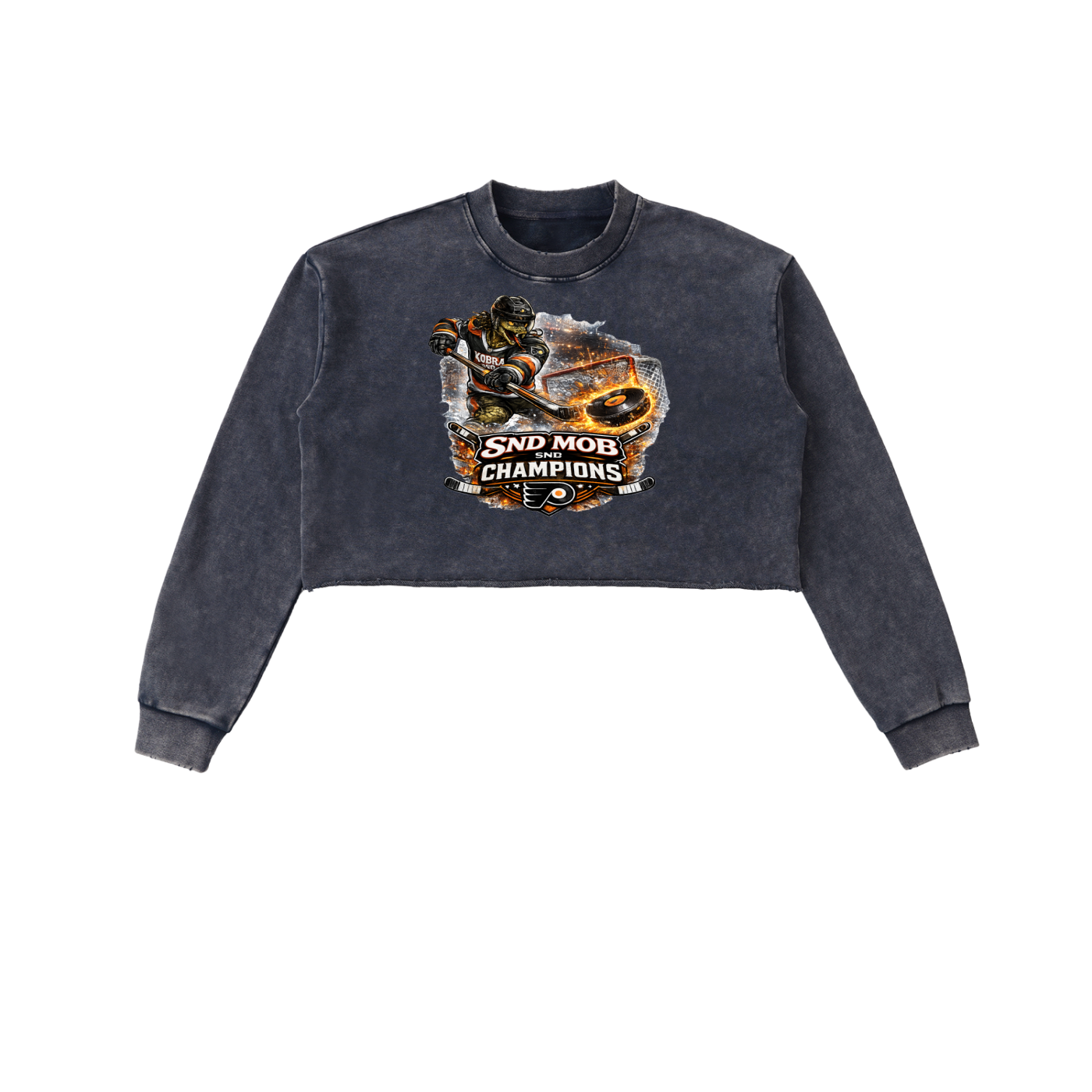 Snow Washed Raw Edge Cropped Sweatshirt