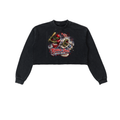 Snow Washed Raw Edge Cropped Sweatshirt