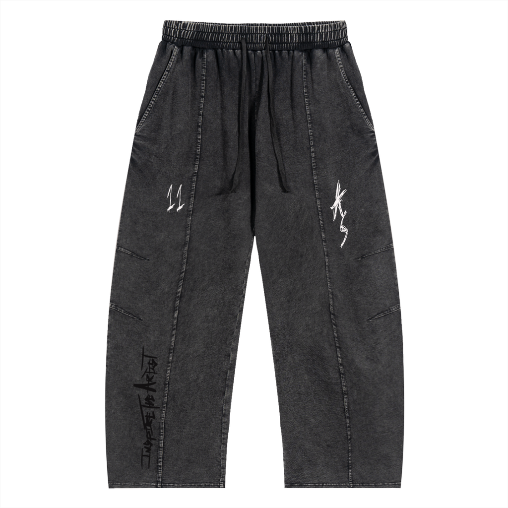 Snow Wash Drawstring Cotton Pants
