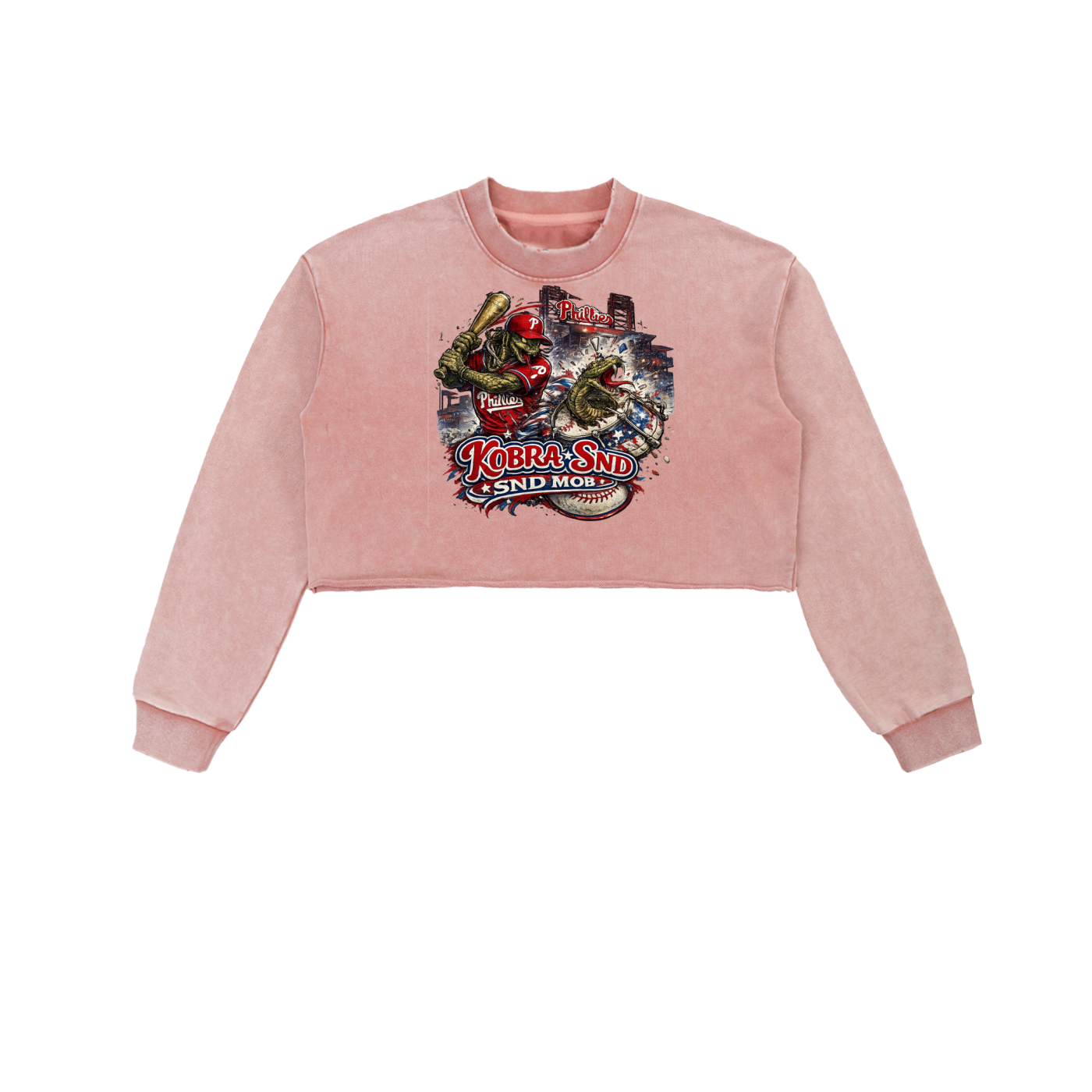 Snow Washed Raw Edge Cropped Sweatshirt