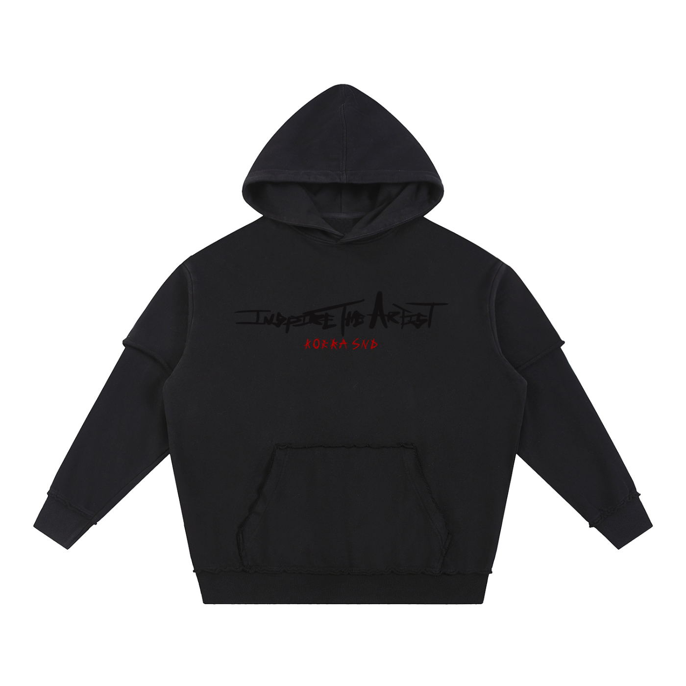 Snow Washed Raw Edge Double Layered Hoodie