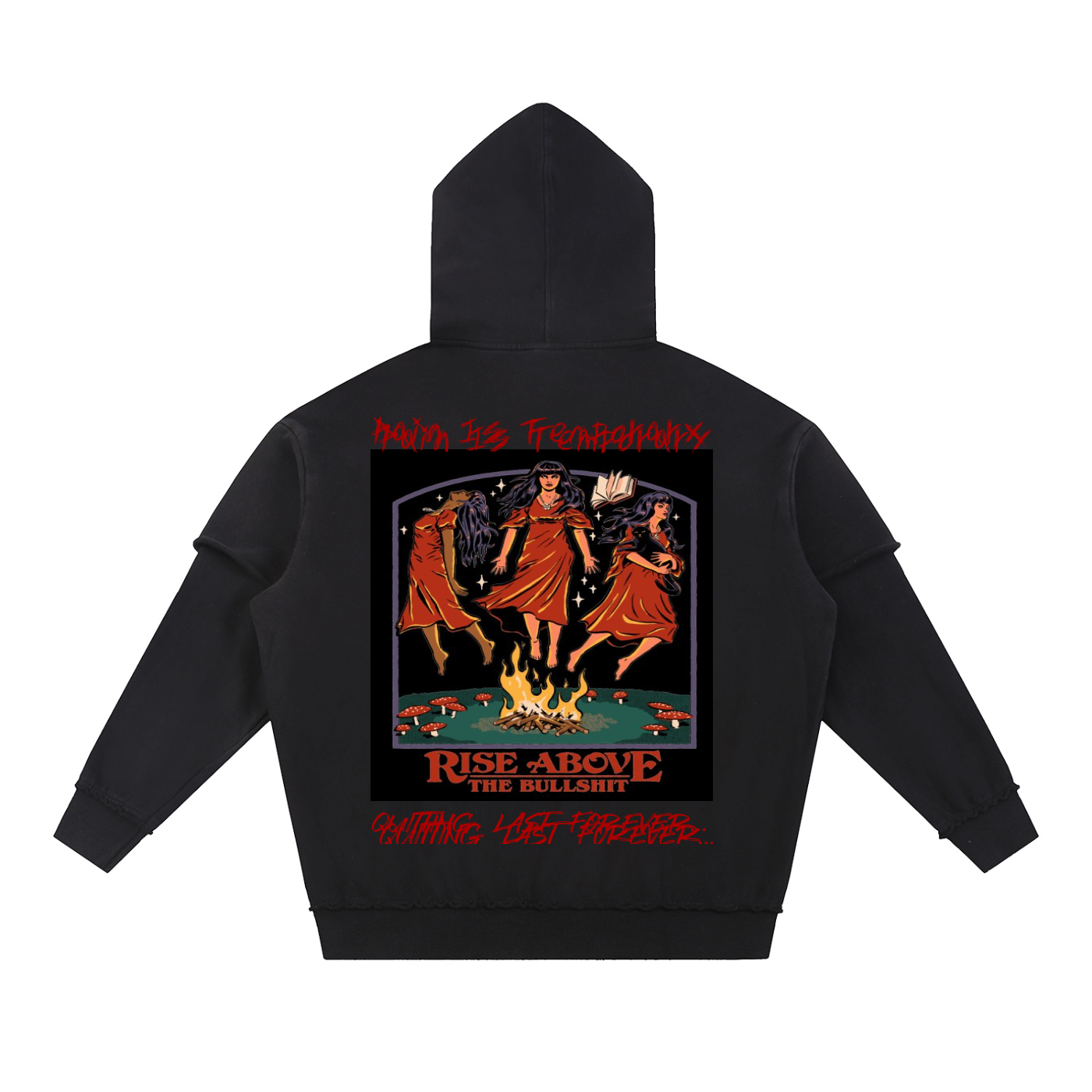 Snow Washed Raw Edge Double Layered Hoodie